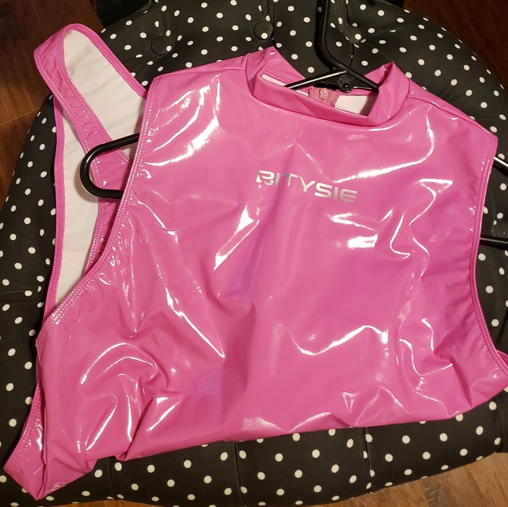 Barbie pink PVC bodysuit